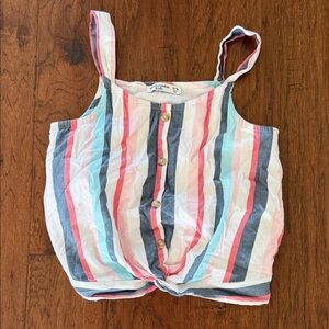 abercrombie kids Striped Tie-Front Tank Top - White, Pink, Blue, Navy